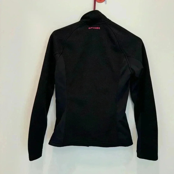 Spyder Womens Jacket Small  Black Waffle Weave Knit Full Zip Casual Logo - Picture 3 of 11